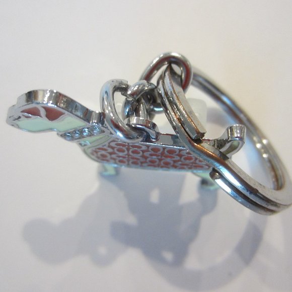 Coach Dog Key Ring Designed White Crystals Collar - Picture 4 of 13